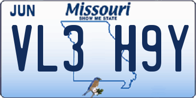 MO license plate VL3H9Y