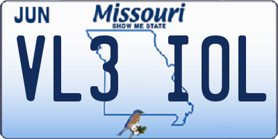 MO license plate VL3I0L