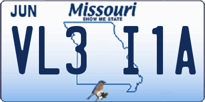 MO license plate VL3I1A