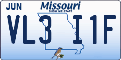 MO license plate VL3I1F