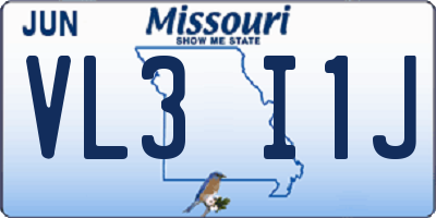 MO license plate VL3I1J