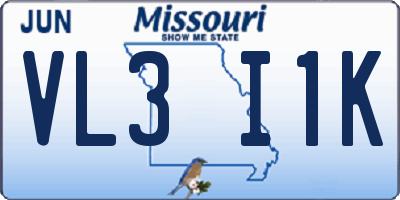 MO license plate VL3I1K