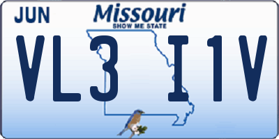 MO license plate VL3I1V