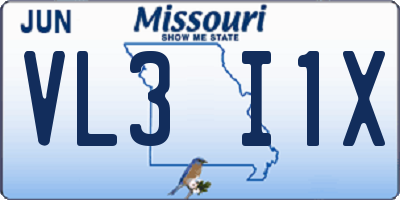 MO license plate VL3I1X