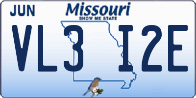 MO license plate VL3I2E