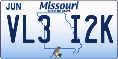 MO license plate VL3I2K
