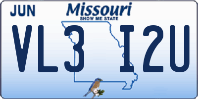 MO license plate VL3I2U