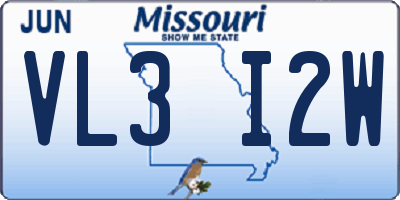 MO license plate VL3I2W