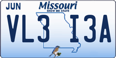 MO license plate VL3I3A