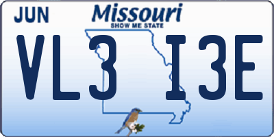 MO license plate VL3I3E
