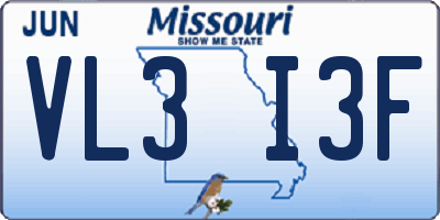 MO license plate VL3I3F
