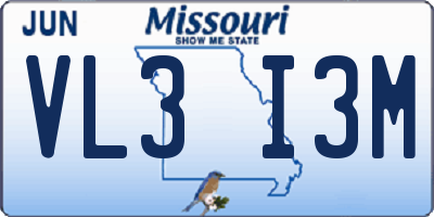 MO license plate VL3I3M