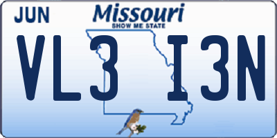 MO license plate VL3I3N