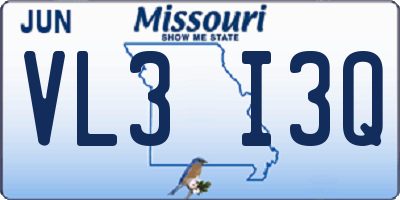 MO license plate VL3I3Q
