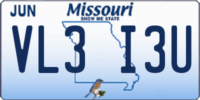 MO license plate VL3I3U