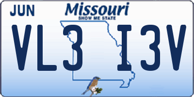 MO license plate VL3I3V