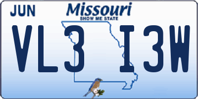 MO license plate VL3I3W