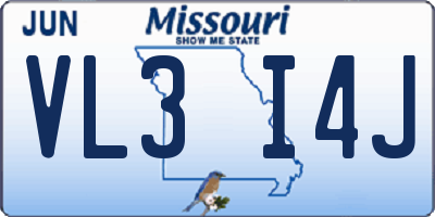 MO license plate VL3I4J