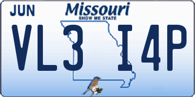 MO license plate VL3I4P