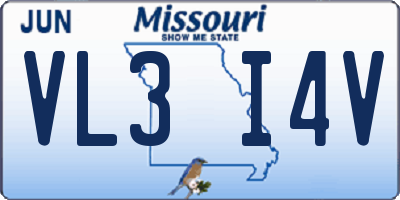 MO license plate VL3I4V