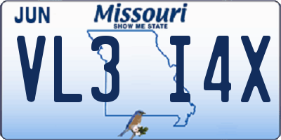 MO license plate VL3I4X