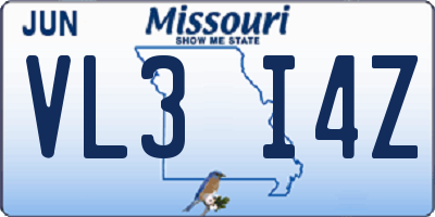 MO license plate VL3I4Z
