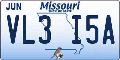 MO license plate VL3I5A
