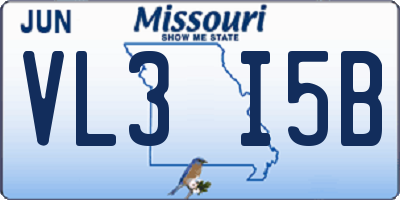 MO license plate VL3I5B