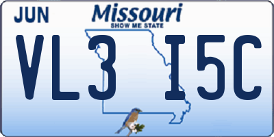 MO license plate VL3I5C