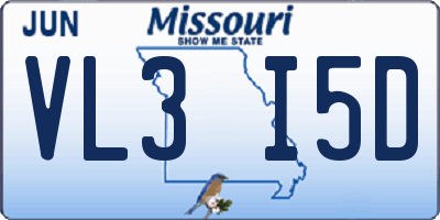 MO license plate VL3I5D