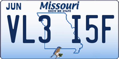 MO license plate VL3I5F