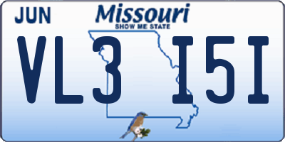 MO license plate VL3I5I