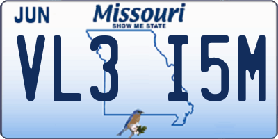 MO license plate VL3I5M
