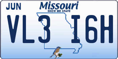 MO license plate VL3I6H