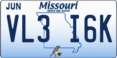 MO license plate VL3I6K