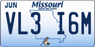 MO license plate VL3I6M