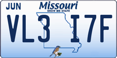 MO license plate VL3I7F