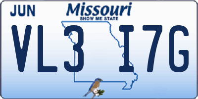 MO license plate VL3I7G