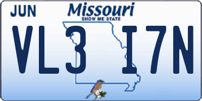 MO license plate VL3I7N