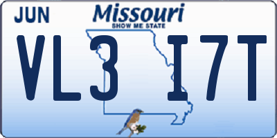 MO license plate VL3I7T