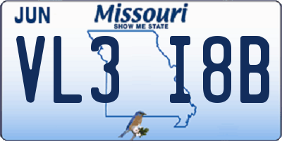 MO license plate VL3I8B