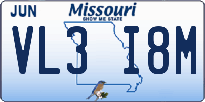 MO license plate VL3I8M