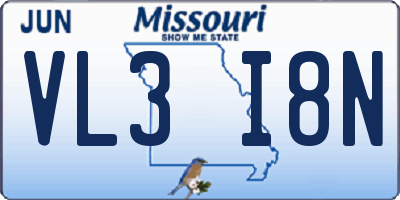 MO license plate VL3I8N