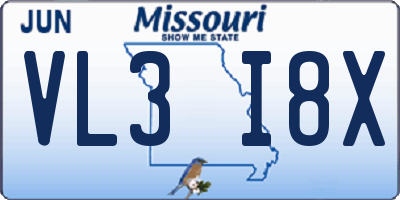 MO license plate VL3I8X
