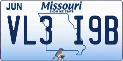 MO license plate VL3I9B