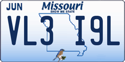 MO license plate VL3I9L