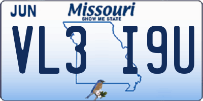 MO license plate VL3I9U