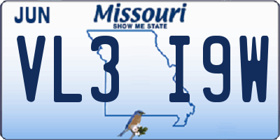 MO license plate VL3I9W