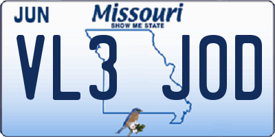 MO license plate VL3J0D