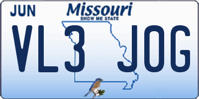 MO license plate VL3J0G